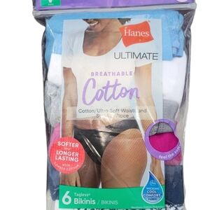Hanes Ultimate Cotton Bikini Pack Panties - Assorted Colors Size 6 Set Of 6 Nwt